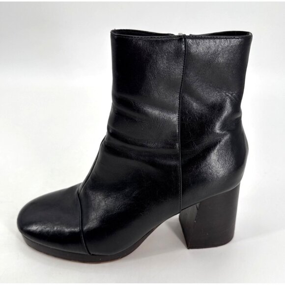 ASOS Design Black Leather Ankle Boots Mid Block Heel Zip Size 7 Womens - Picture 8 of 13
